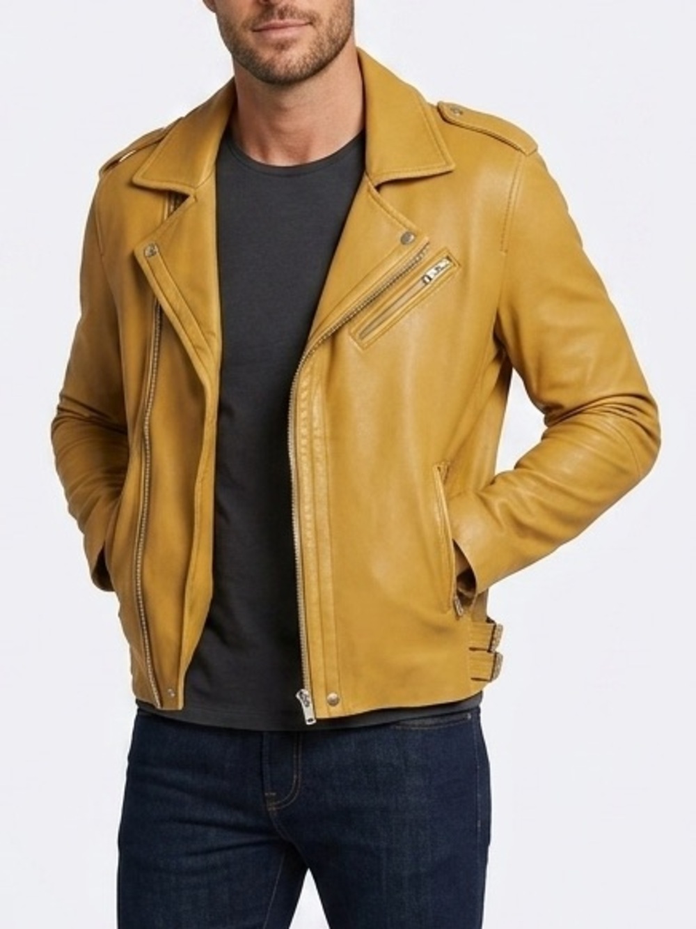 NWT IRO Aronel Lamb Leather Moto Biker Jacket Mens Sz L
